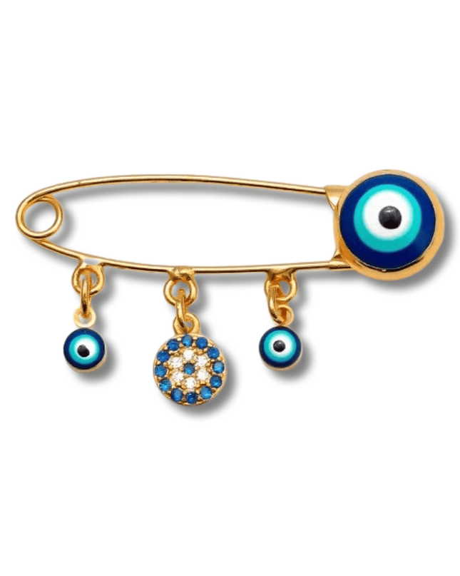 Gold Evil Eye  Baby Pin with Crystals