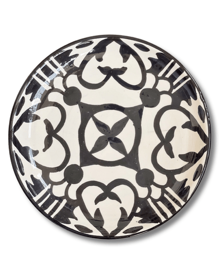 Handpainted Ceramic Black White Geometric Appetizer Plate