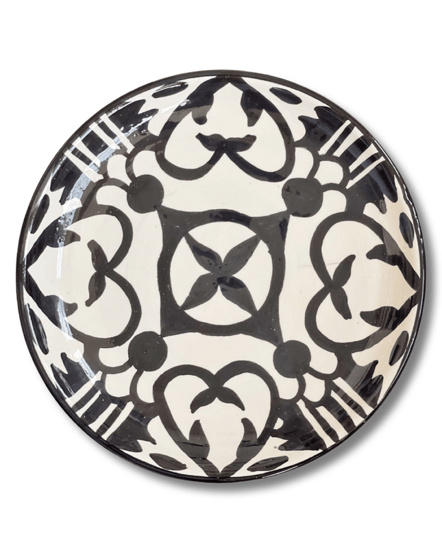 Handpainted Ceramic Black White Geometric Appetizer Plate