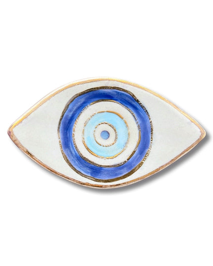 Hand-Painted Evil Eye Ceramic Canape Plate from Jordan