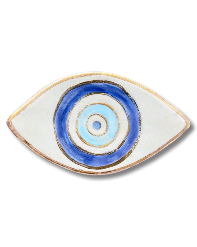 Hand-Painted Evil Eye Ceramic Canape Plate from Jordan