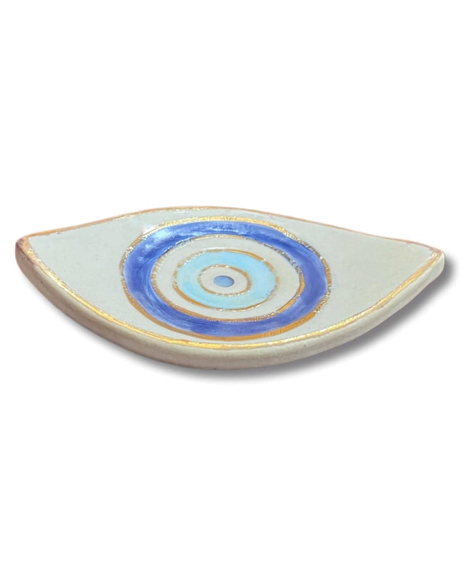 Hand-Painted Evil Eye Ceramic Canape Plate from Jordan