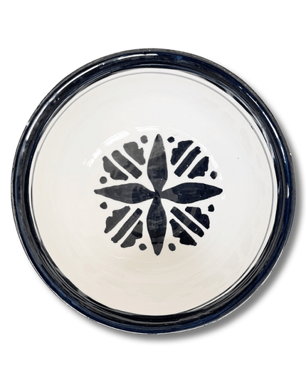 Handpainted Ceramic Black White Geometric Bowl