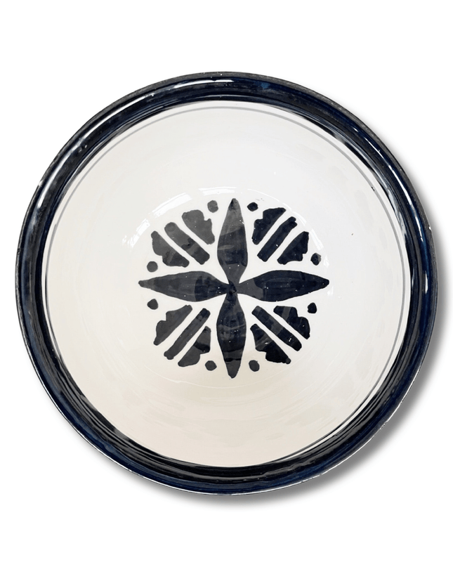 Handpainted Ceramic Black White Geometric Bowl