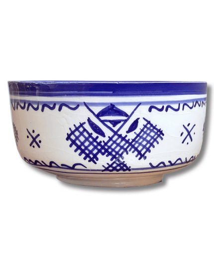 Handpainted Ceramic White Blue Bowl