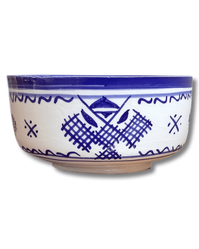 Handpainted Ceramic White Blue Bowl