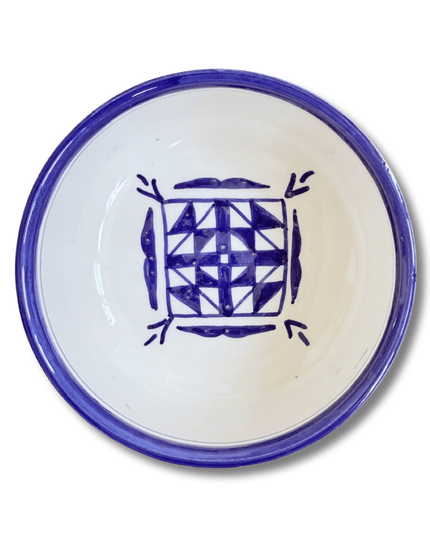 Handpainted Ceramic White Blue Bowl
