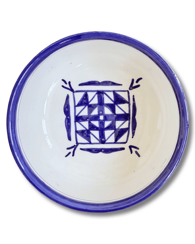 Handpainted Ceramic White Blue Bowl