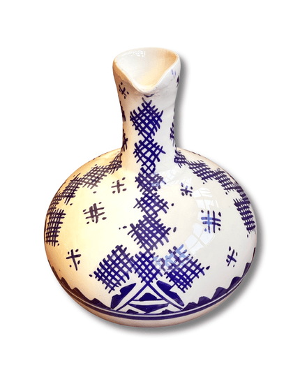 Handpainted Ceramic White Blue Water Glass Jug