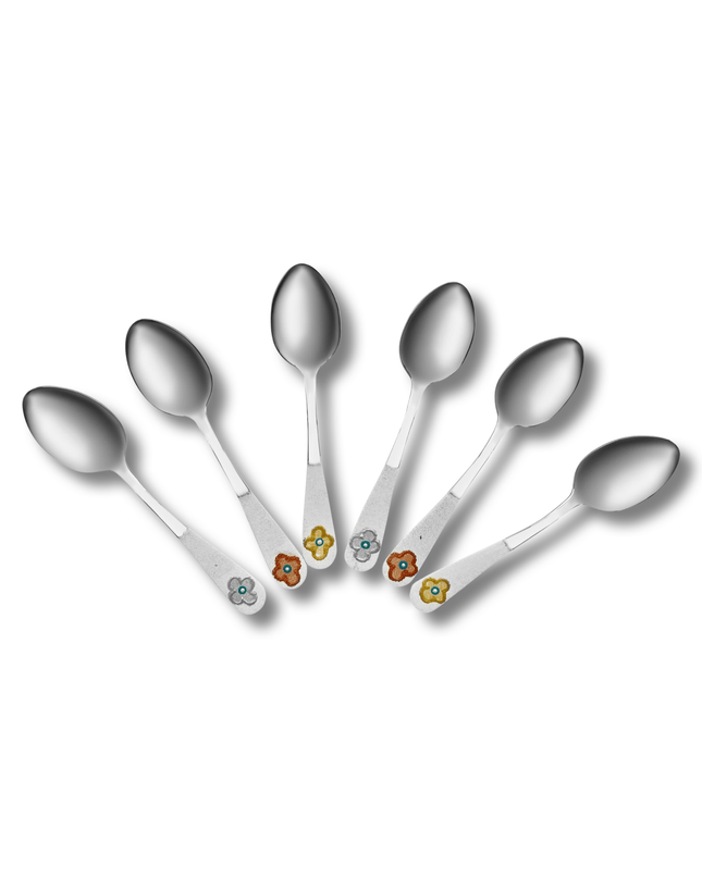 Handpainted Evil Eye Teaspoons Metallic Gold Copper Silver Set of 6