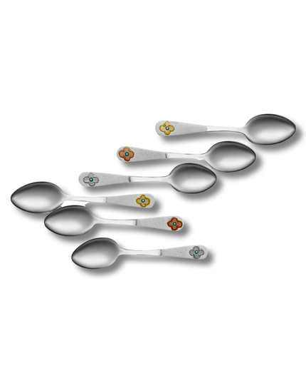 Handpainted Evil Eye Teaspoons Metallic Gold Copper Silver Set of 6