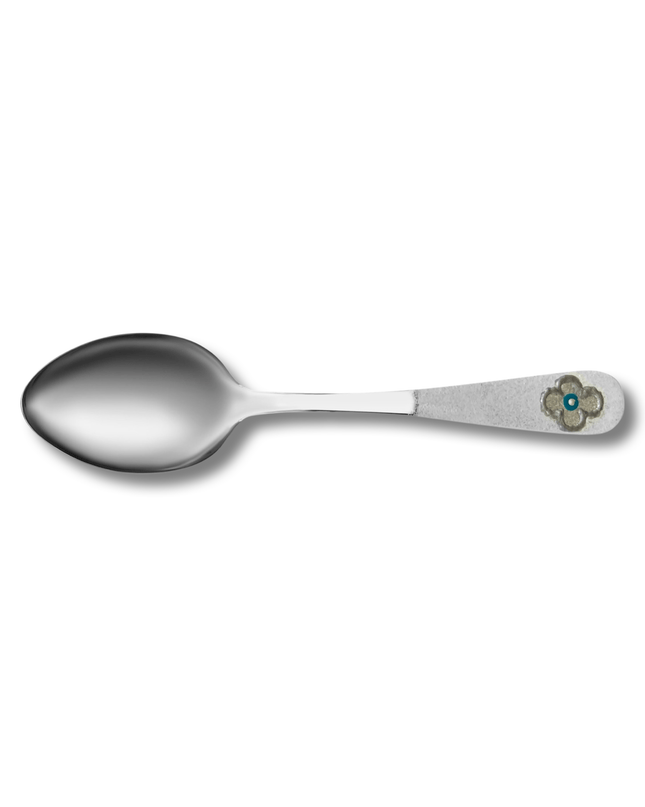 Handpainted Evil Eye Teaspoons Metallic Silver Set of 6