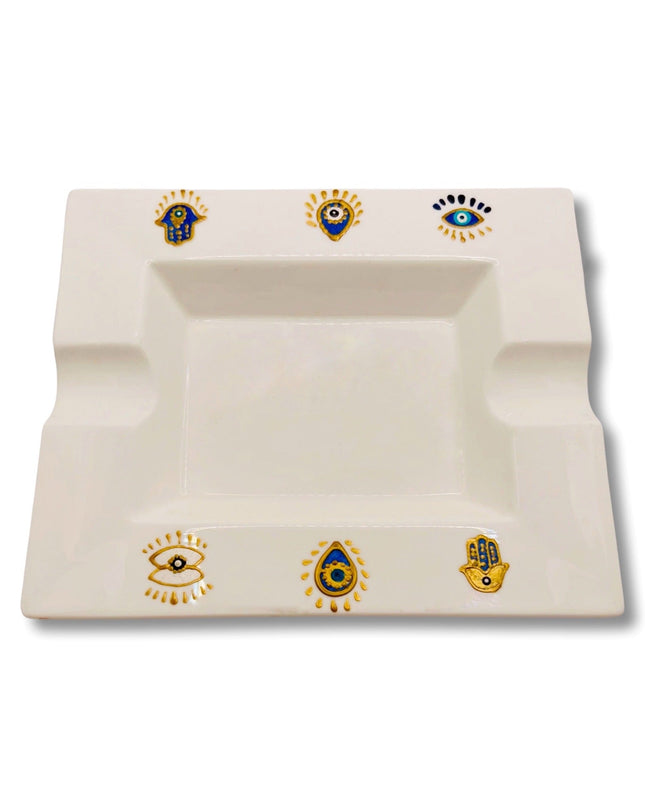 Handpainted Square Evil Eye Cigar Ashtray