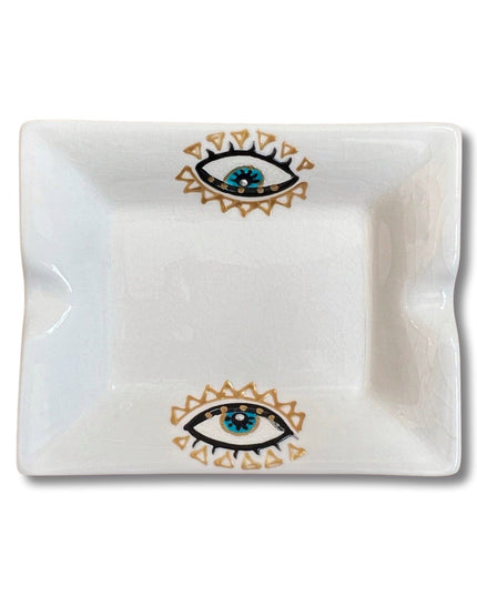 Hand Painted Square Evil Eye Ashtray