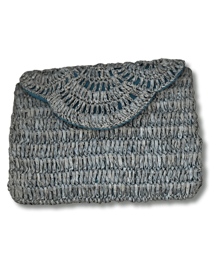 Blue Rafiya Clutch Handbag