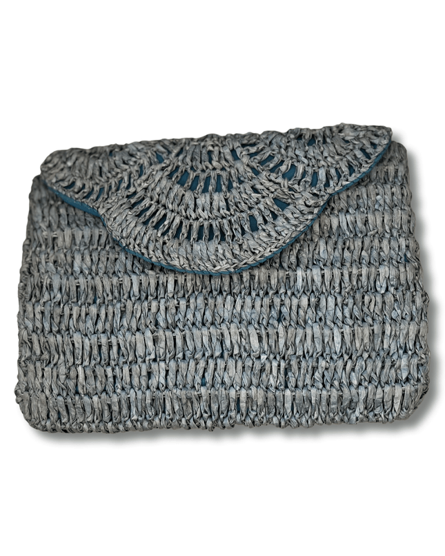 Blue Rafiya Clutch Handbag
