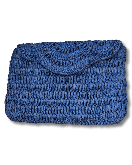 Blue Rafiya Clutch Handbag