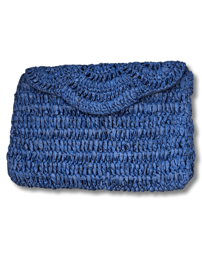 Blue Rafiya Clutch Handbag