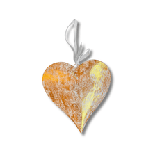 Load image into Gallery viewer, Gold Wood Carved Heart Christmas Tree Ornament
