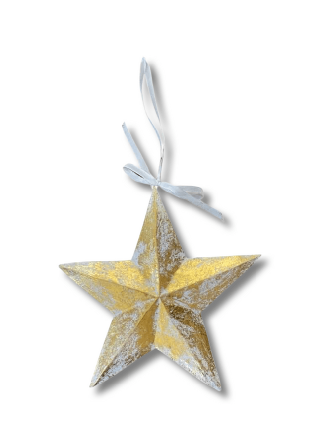 Casa Duniya Handcrafted Wooden Ornament Gold Najma Ornament