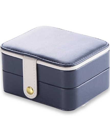 Navy Blue PU Leather Travel Jewelry Box
