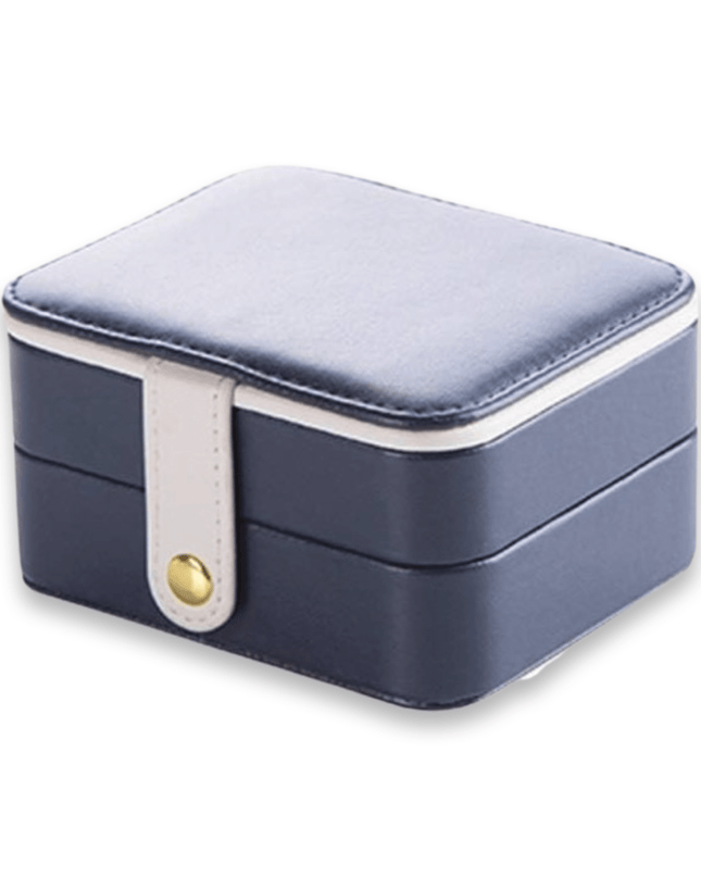 Navy Blue PU Leather Travel Jewelry Box
