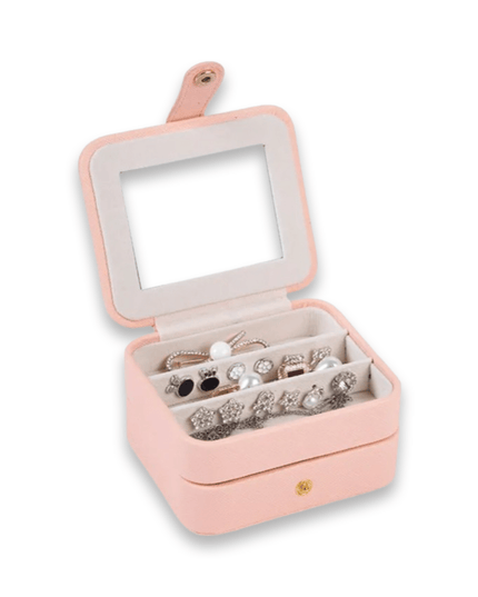 Pink PU Leather Travel Jewelry Box