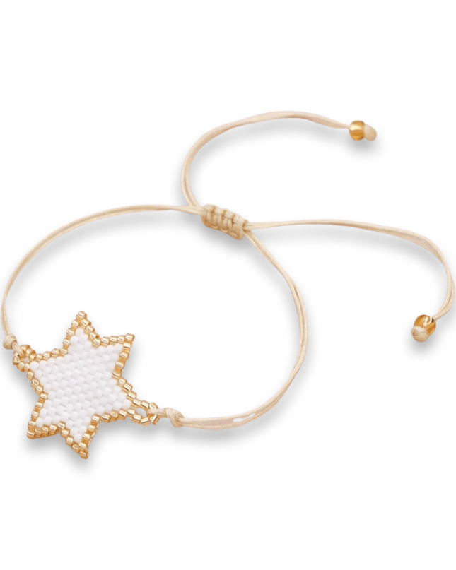 Gold Beaded Bracelet with White Heart