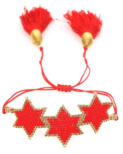 Red Beaded Bracelet with Red Hearts