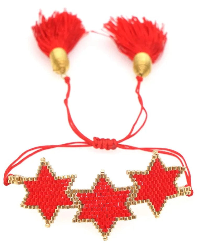 Red Beaded Bracelet with Red Hearts