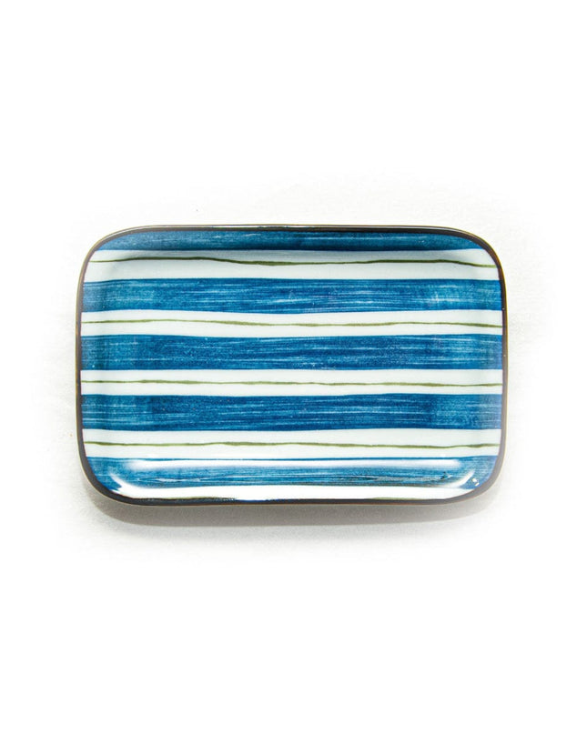 Blue White Striped Sushi Plate