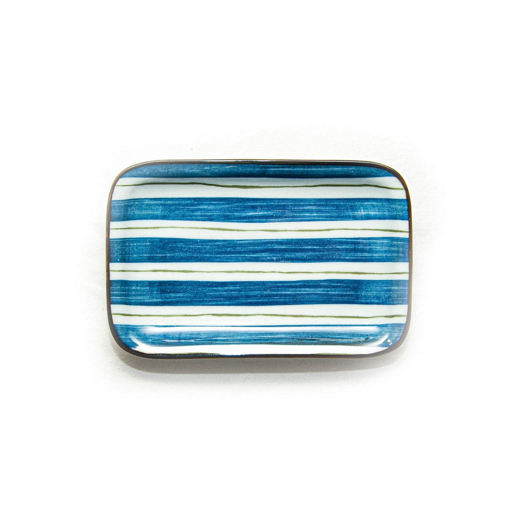 Blue White Striped Sushi Plate