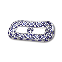Load image into Gallery viewer, Handpainted Ceramic Blue White Geometric Serving Platter
