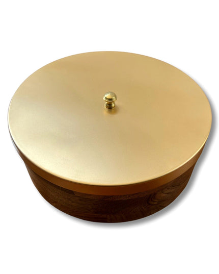 Wooden Chapati Box with Brushed Gold  Lid