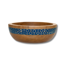 Load image into Gallery viewer, Mango and Bamboo Inlaid Navy Salad Bowl
